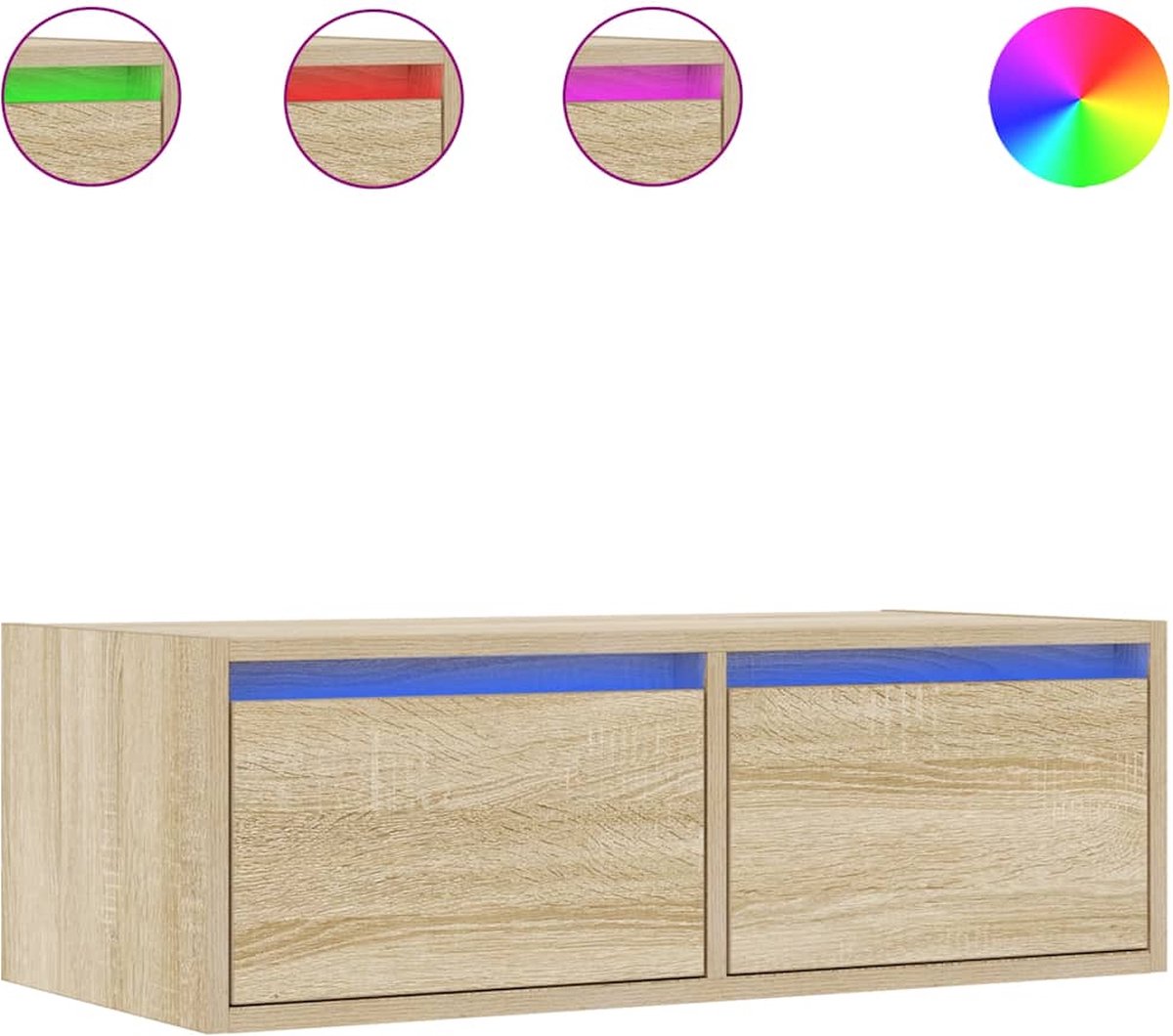 vidaXL - Tv-meubel - met - LED-verlichting - 75x35,5x25 - cm - sonoma - eikenkleurig
