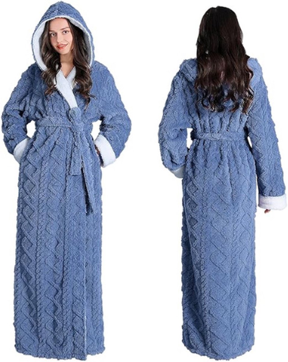 ZBDZSW Winterbadjas voor heren en dames met lange mouwen, warme