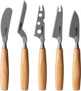 Boska Kaasmessenset Amigo Small – Kaasmesjes - Set van 5 – Voor Elke Kaassoort – Non-stick – Ergonomisch – RVS en Beukenhout