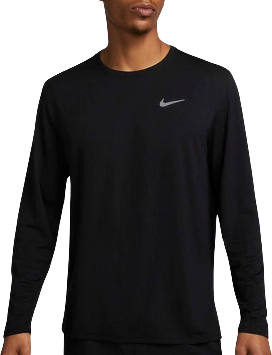 Nike Dri-FIT UV Miler Longsleeve Shirt Heren Zwart