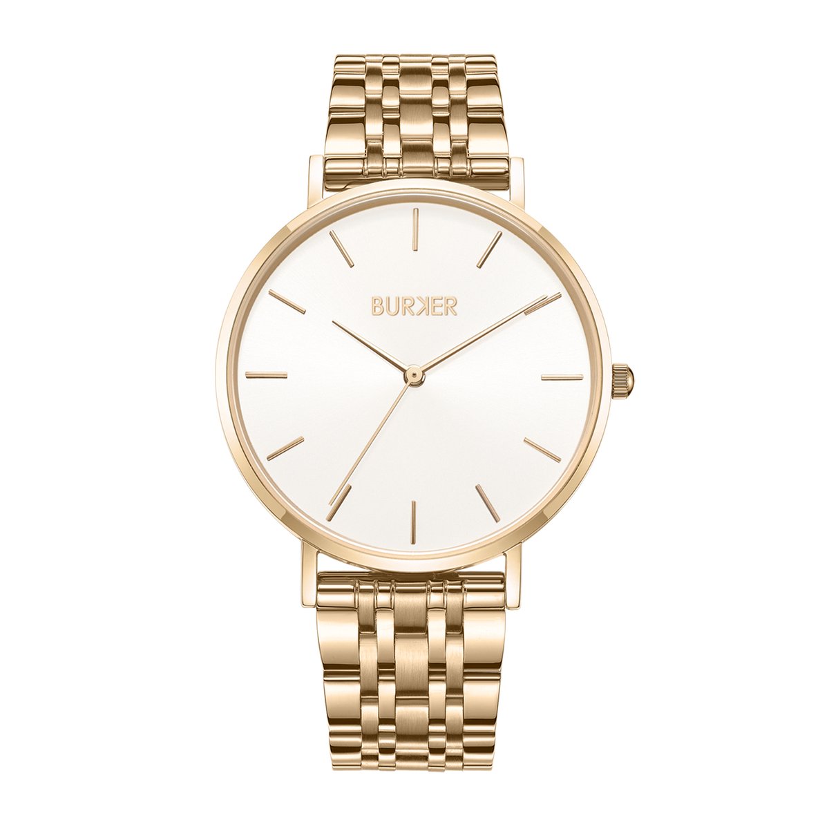 BURKER Ruby Horloge Dames - Rond - Goud Wit - Schakelband - 38 mm