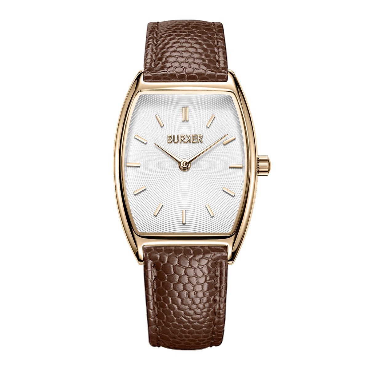 BURKER Grace Horloge Dames - Ovaal - Goud Bruin - Leren Band - 25 mm