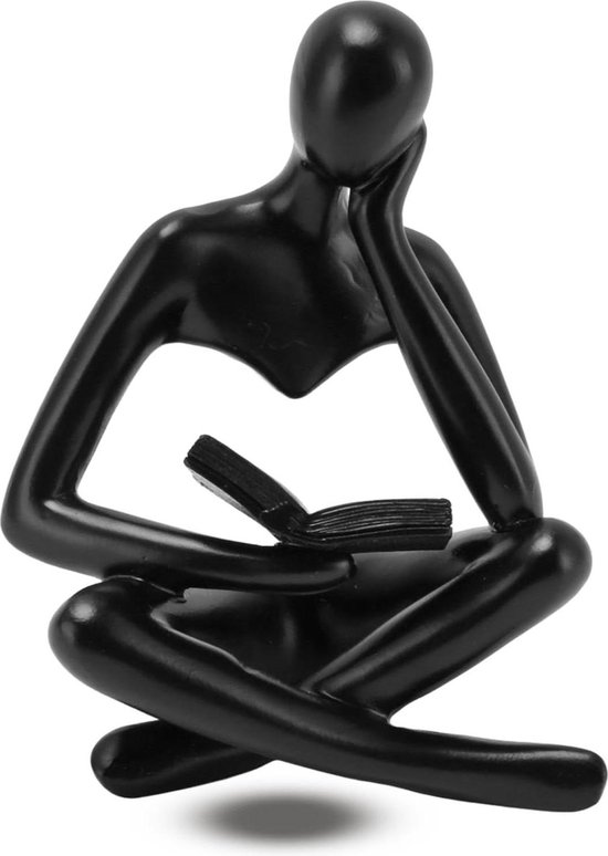 Tibeoyad 3 stuks denker beelddecoratie abstract standbeeld hars sculptuur figuren denker decoratie woonkamer boekenkast slaapkamer kantoor