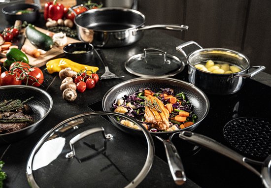 Nourriture vapeur Casserole vapeur avec couvercle en verre trempé - 40cm - acier