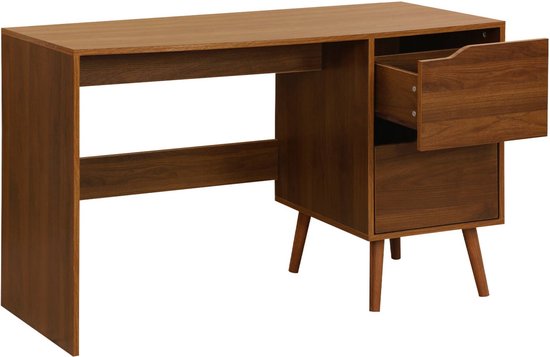 sweeek - Bureau Vintage avec 2 tiroirs en bois coloris noyer