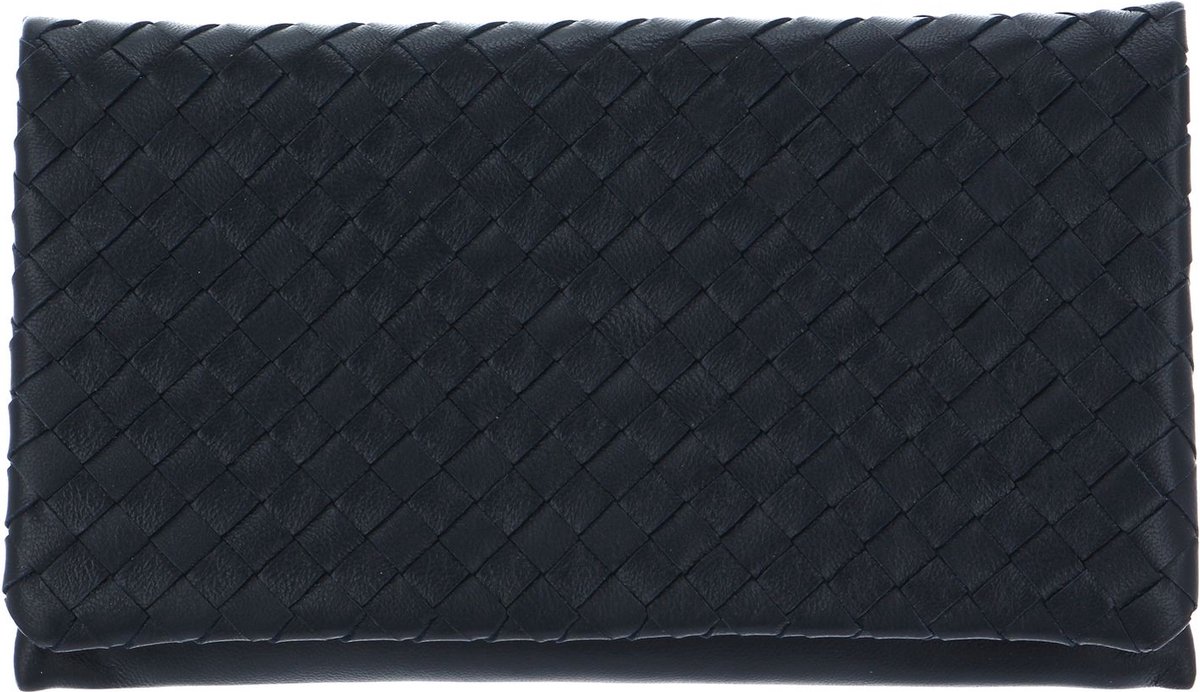 abro Leren Koppeling Avondtas Leather Piuma Weaving Clutch Bag Navy Blauw