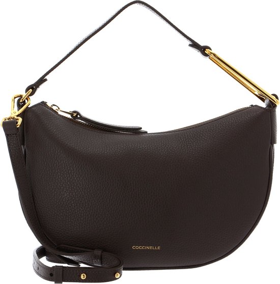 COCCINELLE Cuir Sac à épaule bandoulière Sac à épaule Priscilla Handbag Grained Leather Coffee Marron foncé