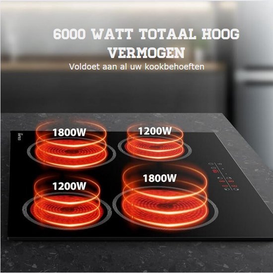 Silver Style - Keramische kookplaat met 1 kookplaat - 2000 W, timer, elektrisch fornuis in 10 standen, handgrepen, robuust oppervlak, enkele infrarood haard, roestvrijstalen afwerking (solo