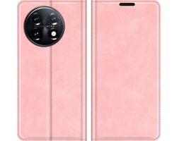 Cazy hoesje geschikt voor OnePlus 11 - Hoesje met Pasjeshouder - Luxe Book Case - Roze