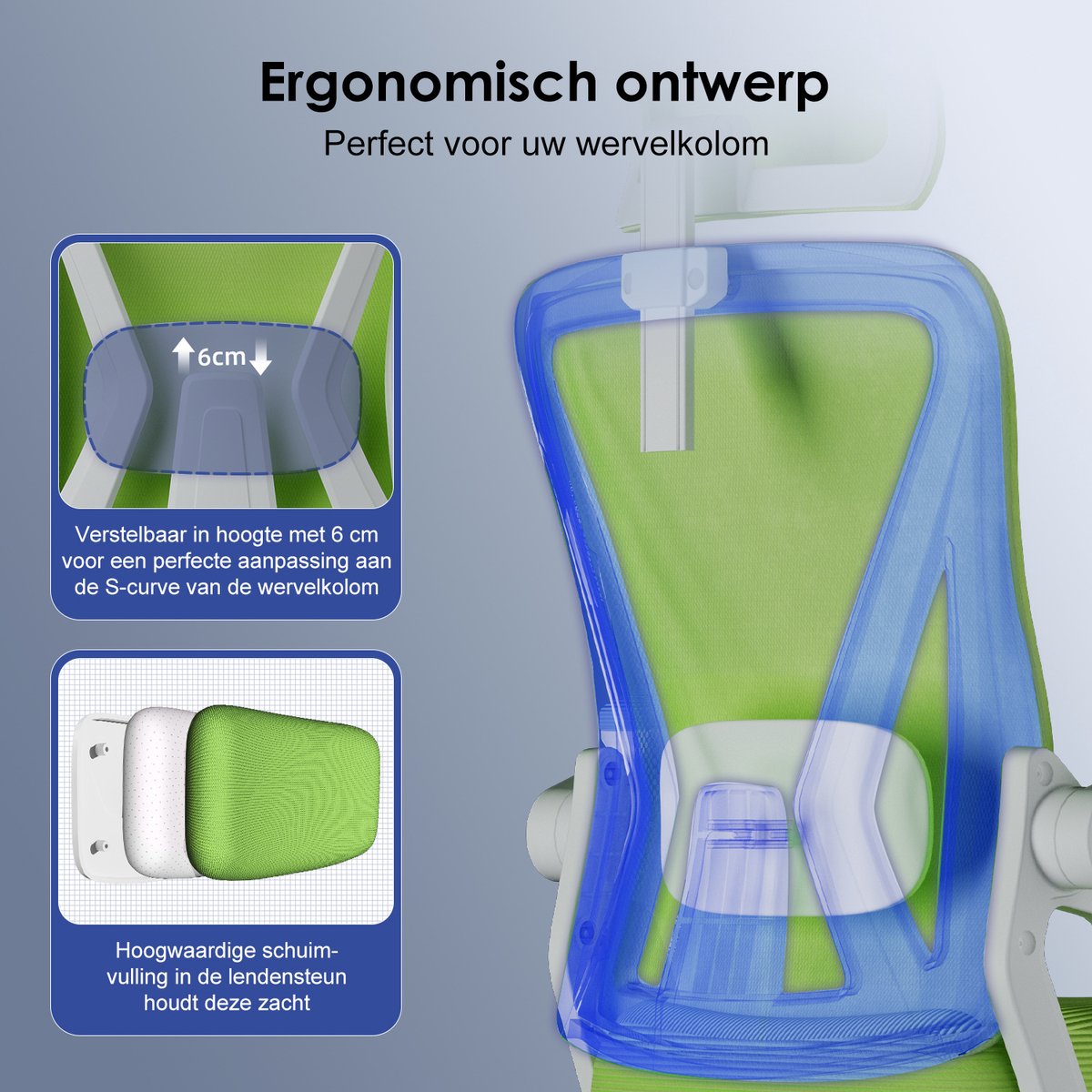Hiaonyx Ergonomische Bureaustoel met - afbeelding 3