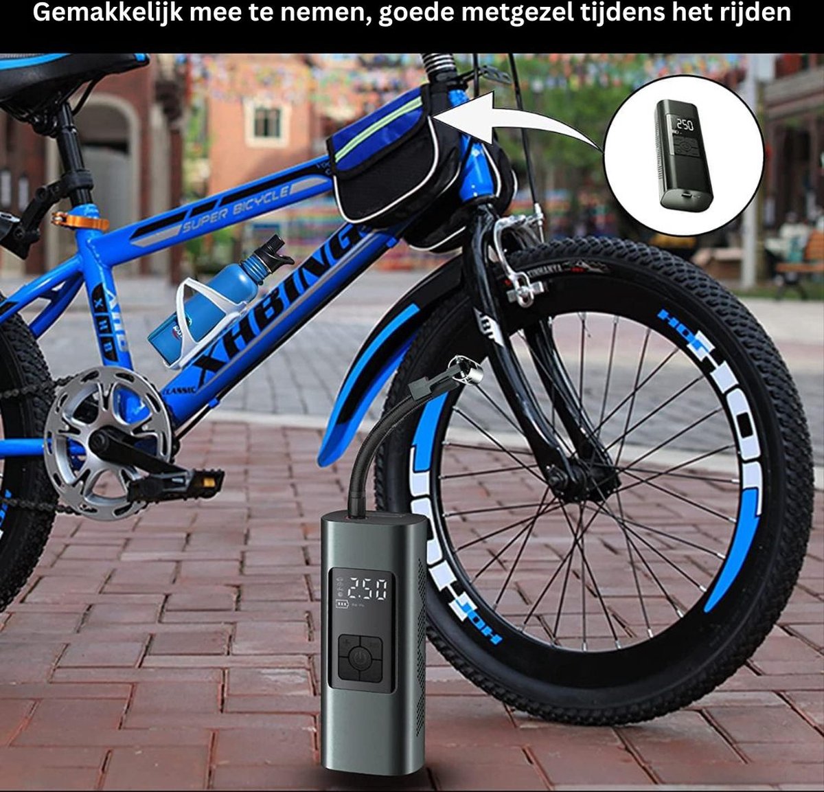 Autobanden Pomp - Elektrische Fietspomp - Compressor - Luchtcompressor - Zwart met Grijs thumbnail 6