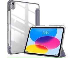 Hoes geschikt voor iPad 2025 hoes Grijs - iPad A16 hoes 11th Generation hoes - iPad 2022 hoes Smart Case met Harde Doorzichtige Achterkant en Pencil Slot