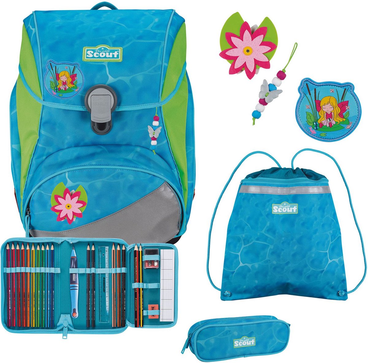 Scout Schooltas Alpha Set 4-delig Water Lily Lichtblauw