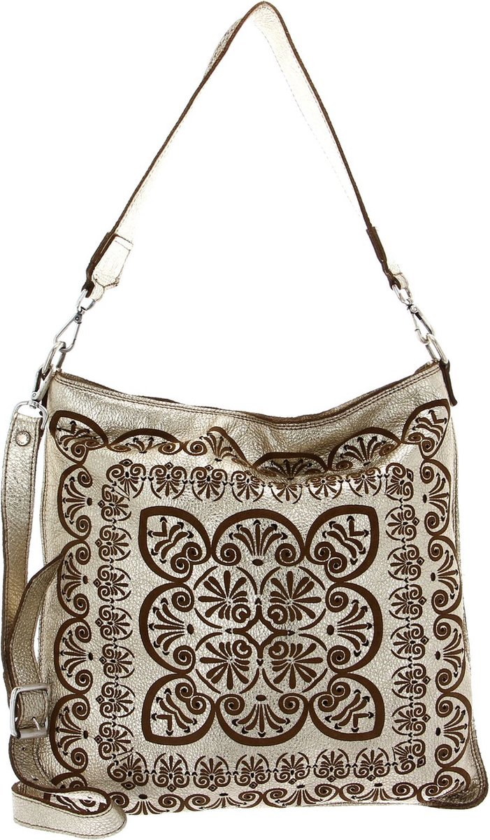 CATERINA LUCCHI Leren Schoudertas Peperomia Shoulder Bag Platino + T / Cognac Goudkleurig