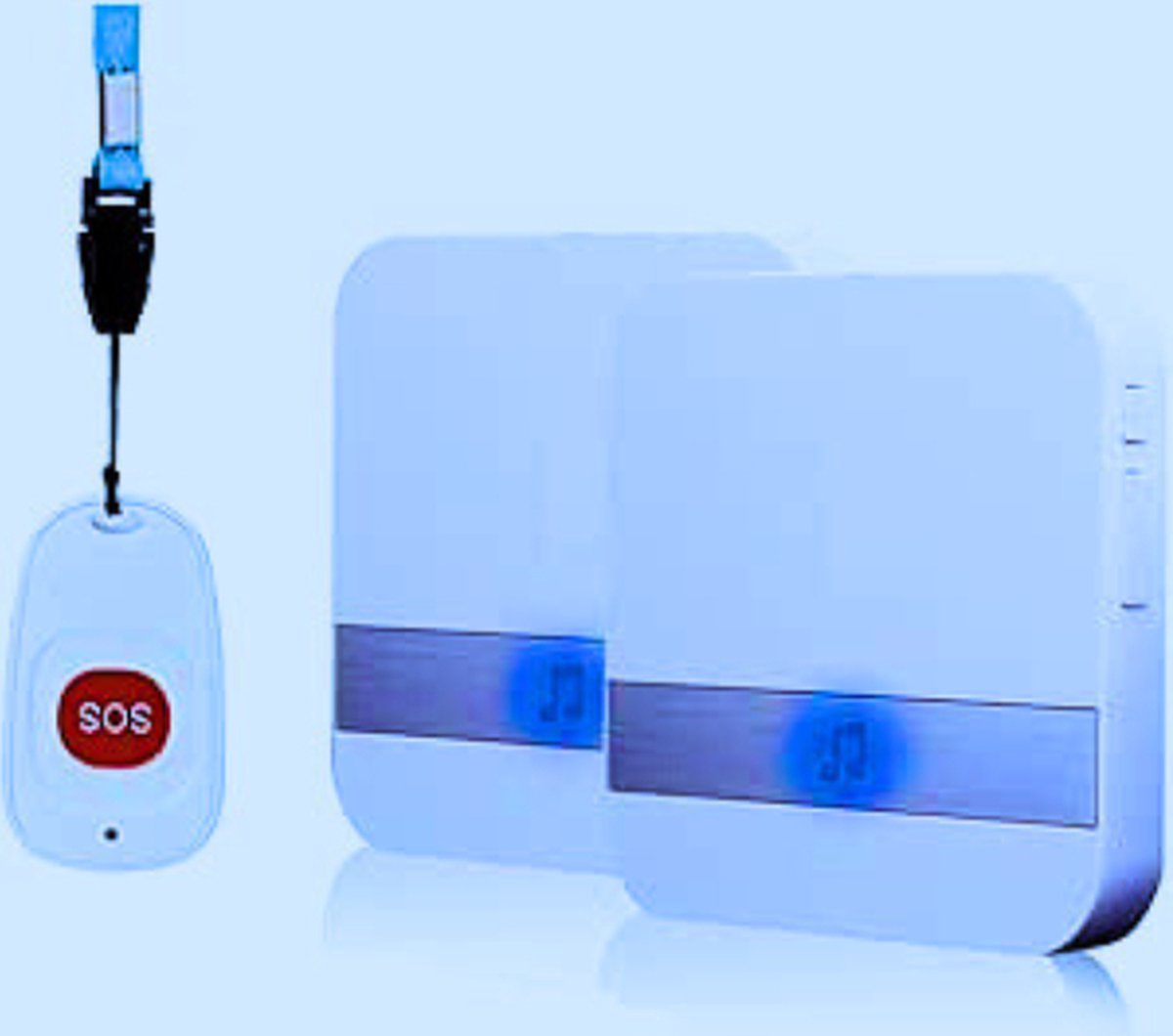 Draadloze Noodoproep Knop Voor Ouderen - Paniekalarm Voor Zorgbehoevenden Met Plug-in Versie (1 of 2 Witte Knoppen)