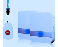 Draadloze Noodoproep Knop Voor Ouderen - Paniekalarm Voor Zorgbehoevenden Met Plug-in Versie (1 of 2 Witte Knoppen)