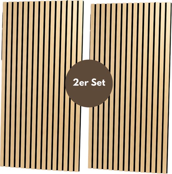 Wandpanelen - Akoestische panelen - Houten wandbekleding met geluidsabsorptie - 4 Stuks Eiken Kleur - 60x30 cm