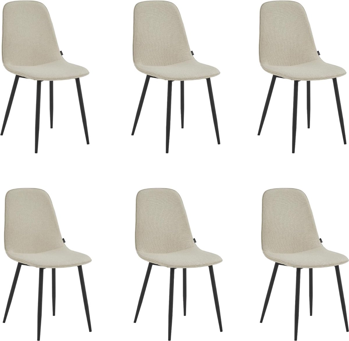 Milou Eetkamerstoelen - Set Van 6 - Beige - Linnen Stof - Industrieel - Stoelen