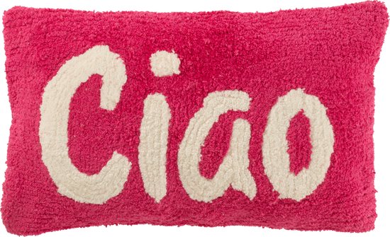 J-Line coussin Ciao Tufté - coton - rose/blanc