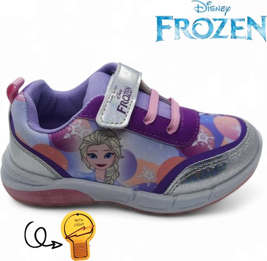Disney - "Frozen" schoenen met lichtjes voor meisjes - maat 31 - velcro/klittenbandsluiting sneakers sportschoenen - lila paarse kinderschoenen "Elsa & Anna" ledlicht