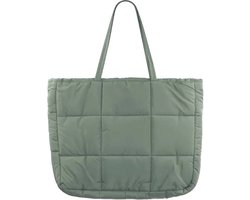 Groene Gewatteerde Shopper All Day - Trendy Ruime Shoppers - Grote Modieuze Tassen - Groen