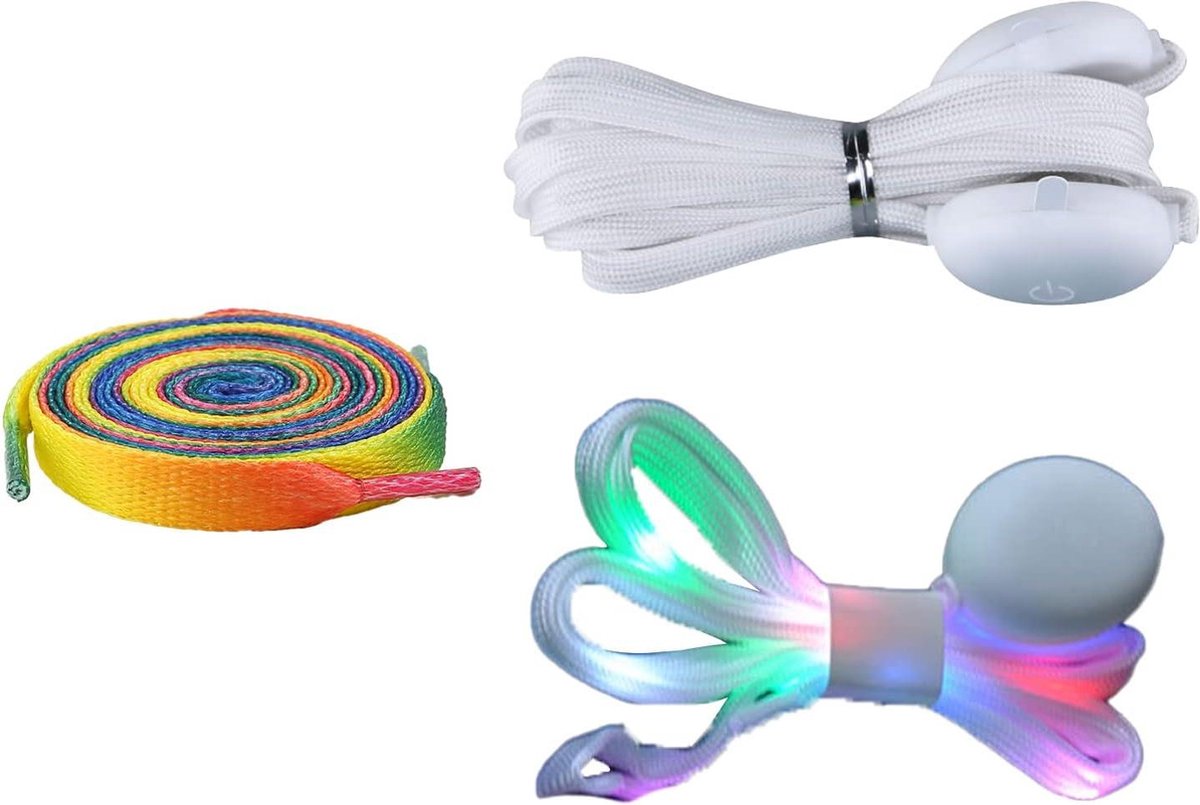 Lichtgevende veters - Regenboogveters - Meerkleurig - Eén Maat .