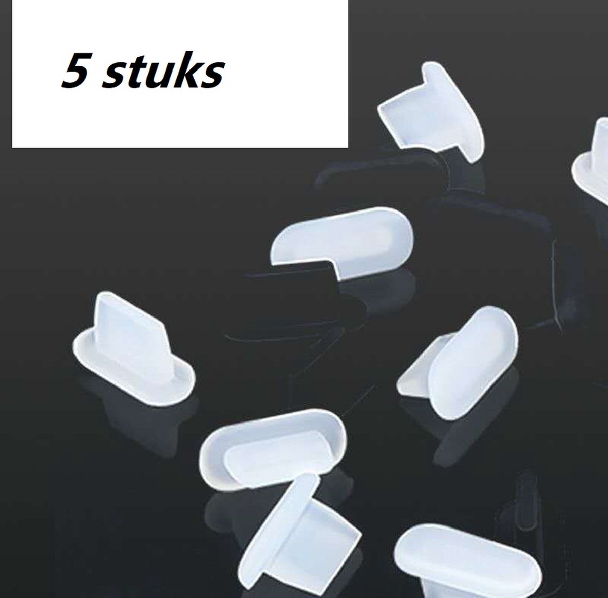 5 stuks -Stofdichte Plug voor Iphone poort -Rubber -Stofkapje beschermkapje voor Iphone- Geschikt voor oplaadpoorten apple telefoon/laptop/desktop -wit