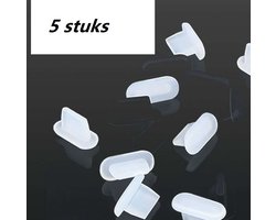 5 stuks -Stofdichte Plug voor Iphone poort -Rubber -Stofkapje beschermkapje voor Iphone- Geschikt voor oplaadpoorten apple telefoon/laptop/desktop -wit