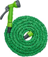 Kinzo Tuinslang Flexibel 10M - Tuinslangen Incl. Opzetstuk - Tuinslang met Sproeikop met 7 Spraystanden - Kunststof - Groen/Grijs