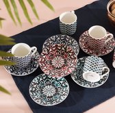 Karaca Leny - Koffie Mokken sets Van 6 Leny - Espresso Cups Set - Espresso mok - Turkse Koffie - Cadeau - Gift box -Turk Kahve Fincan Seti
