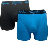 2 stuks Australian Boxershort - Katoen - Zwart/ Blauw - Maat XL