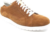 GIJS, 2055 208 8977, Cognacbruin suède sneakers wijdte K