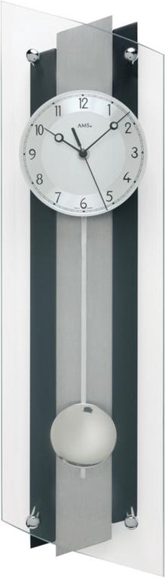 AMS 5262 - Horloge - Bois / Aluminium / Verre - 16x59 cm - Transparent