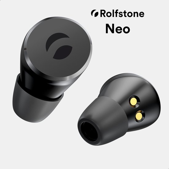 Rolfstone Neo - Kleinste draadloze oordopjes met oplaadcase - Touch bediening - USB-C - Bluetooth oortjes - Matte zwart design - Geschikt voor Apple & Android - Rolfstone
