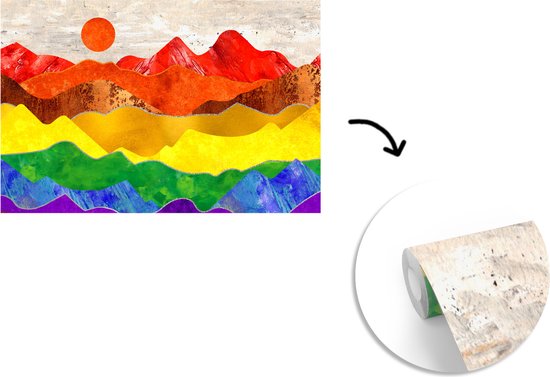 Behang - Fotobehang Pride - Regenboog - Marmer - Breedte 525 cm x hoogte 350 cm