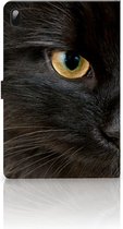 Leuk Hoesje Samsung Galaxy Tab S7 FE Hoesje met Magneetsluiting Zwarte Kat