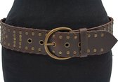 Thimbly Belts Dames riem zwart met nieten - dames riem - 6 cm breed - Zwart - Echt Leer - Taille: 95cm - Totale lengte riem: 110cm