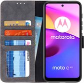 KHAZNEH Motorola Moto E20 / E40 Hoesje Portemonnee Book Case Zwart