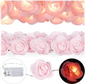 Relaxdays 1x rozen lichtsnoer - lichtslang roze - lichtketting - bloemen - LED verlichting