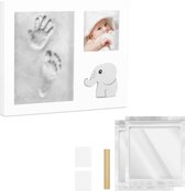 Navaris handafdruk en voetafdruk kit - Set met fotolijst en klei voor het gieten van de baby's Hand- en voetafdrukken - Olifant ontwerp