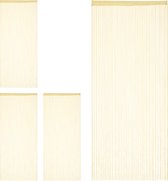 Relaxdays 4x Draadgordijn - deurgordijn - draadjesgordijn - gordijn franjes - beige 90x245