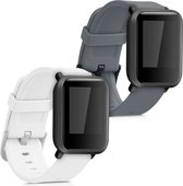kwmobile 2x armband voor Huami Amazfit Bip S / Bip S Lite - Bandjes voor fitnesstracker in wit / grijs