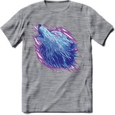 Dieren T-Shirt | Wolf shirt Heren / Dames | Wildlife wolven cadeau - Donker Grijs - Gemaleerd - L