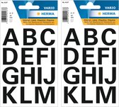 Stickervelletjes 56x A-Z alfabet plak letters zwart 25 mm