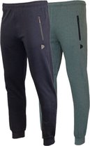 2- Pack Donnay Joggingbroek met elastiek - Sportbroek - Heren - Maat L - Navy/Deep army green