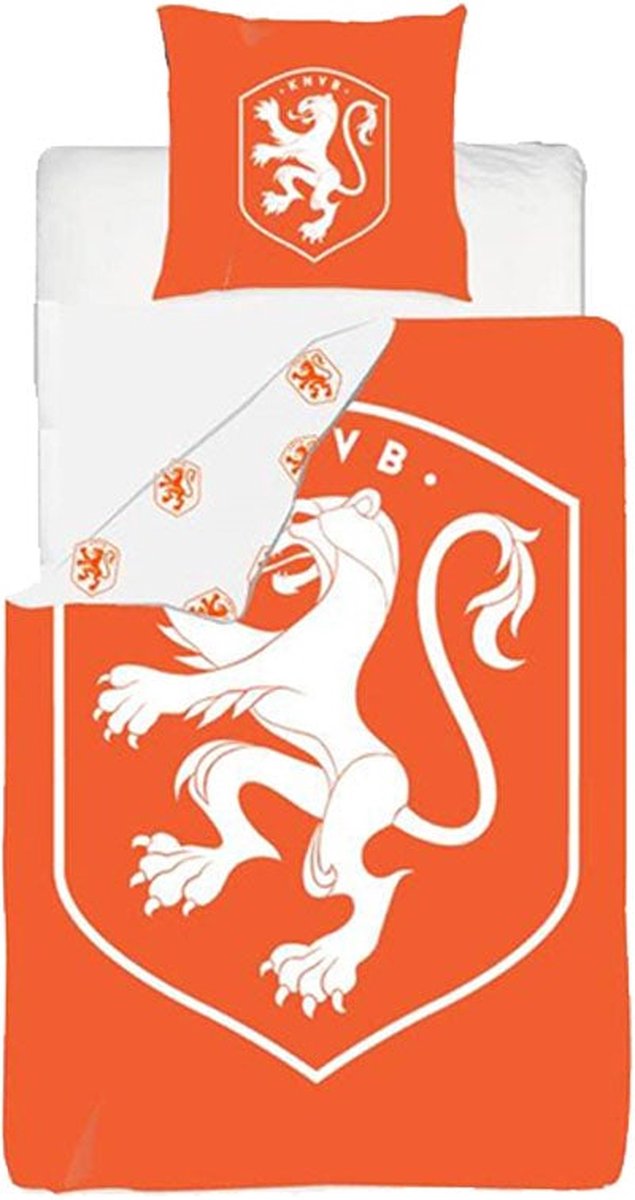 KNVB Lion - Dekbedovertrek - Eenpersoons - 140x200 cm + 1 kussensloop 60x70  cm - Oranje | bol.com