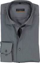 ETERNA slim fit performance overhemd - superstretch lyocell - antraciet grijs (zwart-grijs dessin contrast) - Strijkvriendelijk - Boordmaat: 42