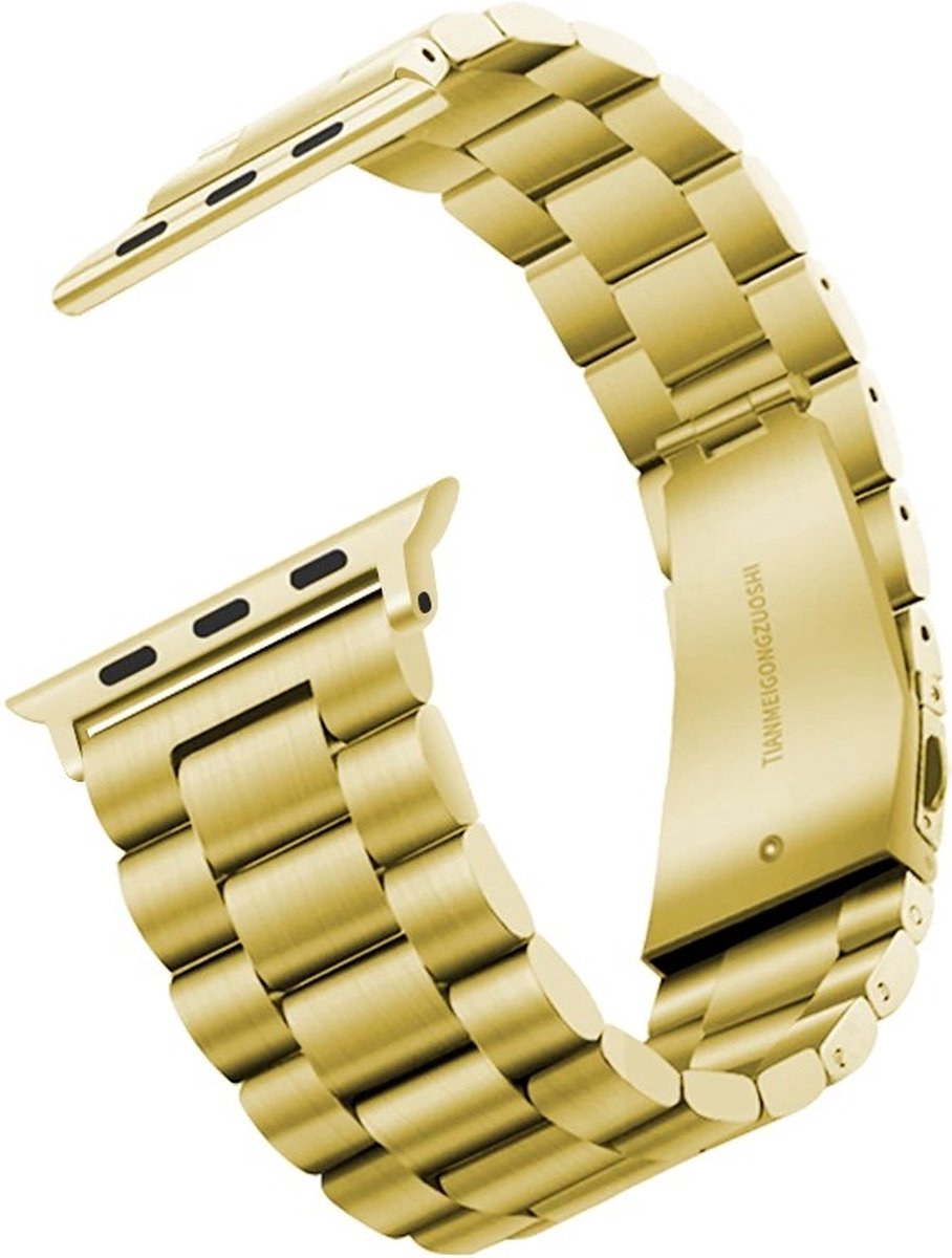 DrPhone RSV7 Armband - Roestvrij Staal – Geschikt voor Apple Watch Band 42/44/45/46/49mm – Compatibel met Series 3, 4, 5, 6, 7, 8, 9, 10, SE en Ultra/Ultra 2 - Goud
