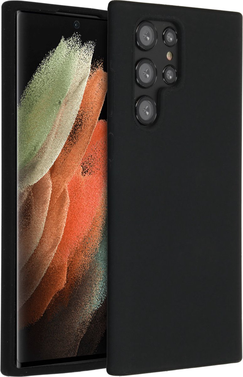 Accezz Hoesje Geschikt voor Samsung Galaxy S22 Ultra Hoesje Siliconen - Accezz Liquid Silicone Backcover - Zwart