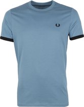 Fred Perry - Ringer T-Shirt Mid Blauw - XL - Slim-fit